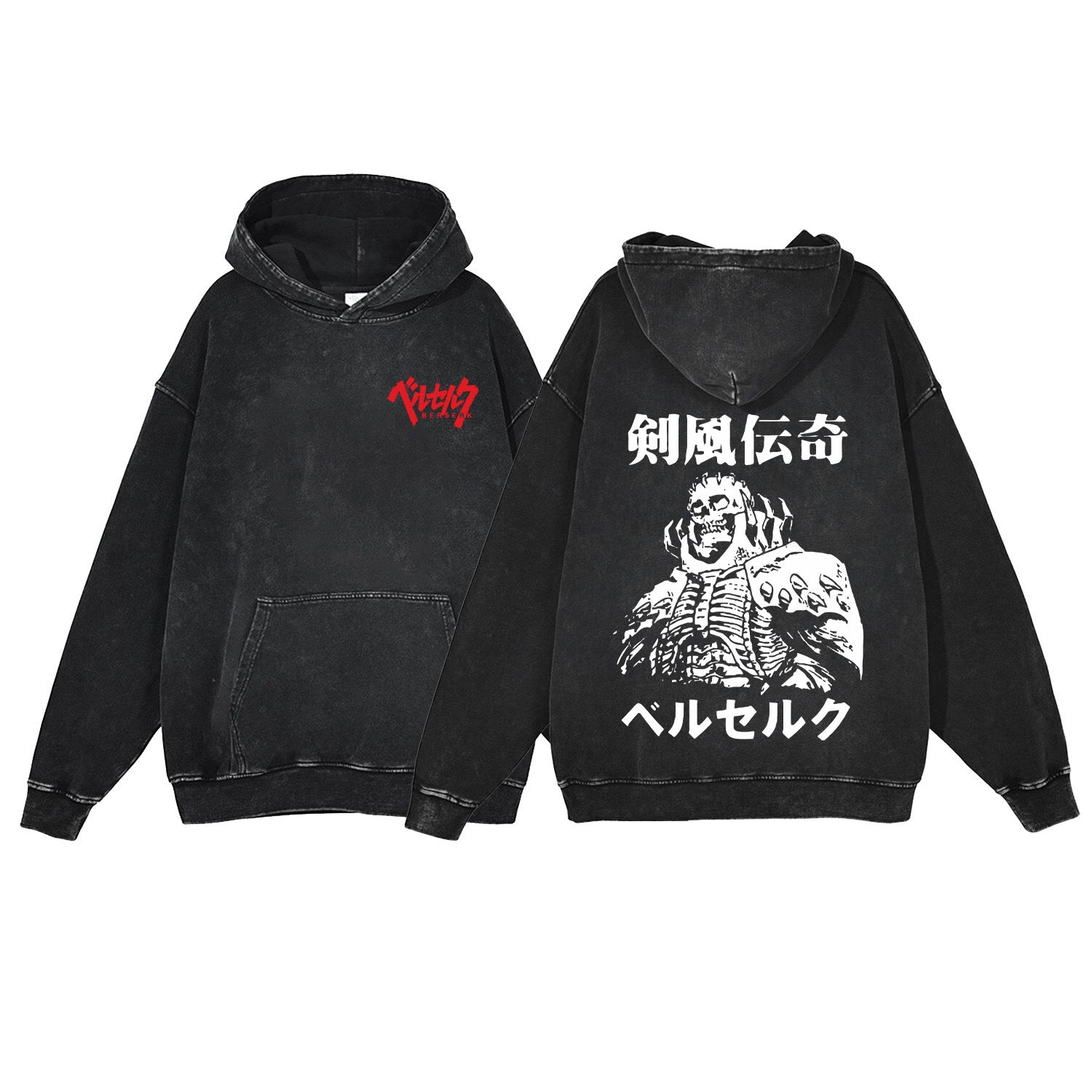 Retro Washed Anime Casual Loose Hoodie