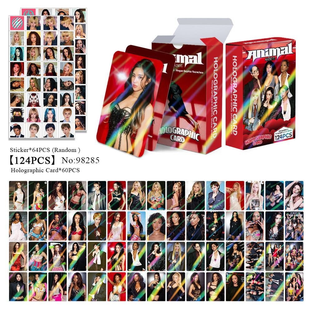 124PCS KATSEYE Animal Holographic Photocard Sticker