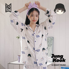 Cute Kpop Cartoon Long Sleeve Pajamas Set