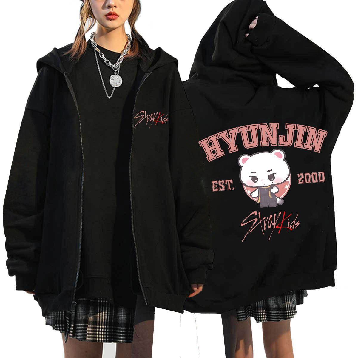 KPOP Dominate Cartoon Printed Zipper Hoodie