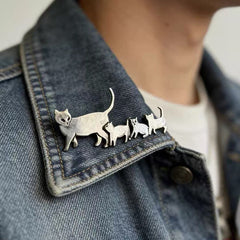 Cute Cat Family Brooch Pin