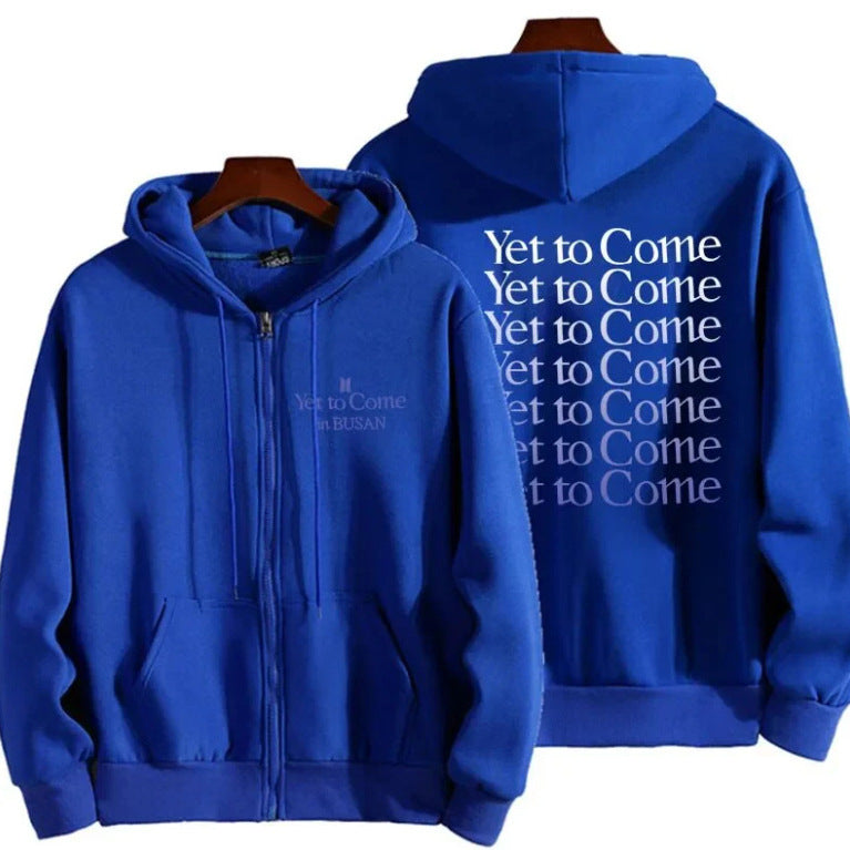 YET TO COME Zipper Printed Pocket Hoodie