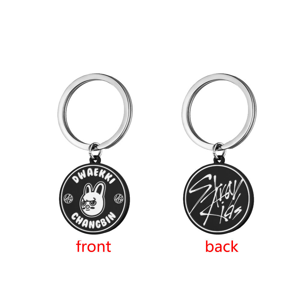 Cartoon KPOP Stainless Steel Engraved Keychain