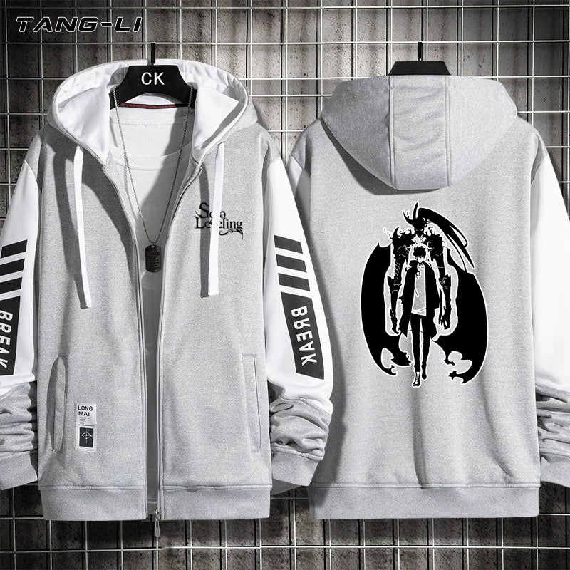 Unisex Anime Print Zipper Cardigan Hoodie