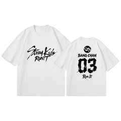 SKZ RUN IT Number Printed Short-sleeved T-shirt