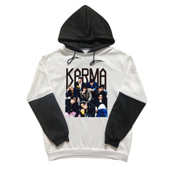 KPOP KARMA Logo Black and White Sleeves Hoodie