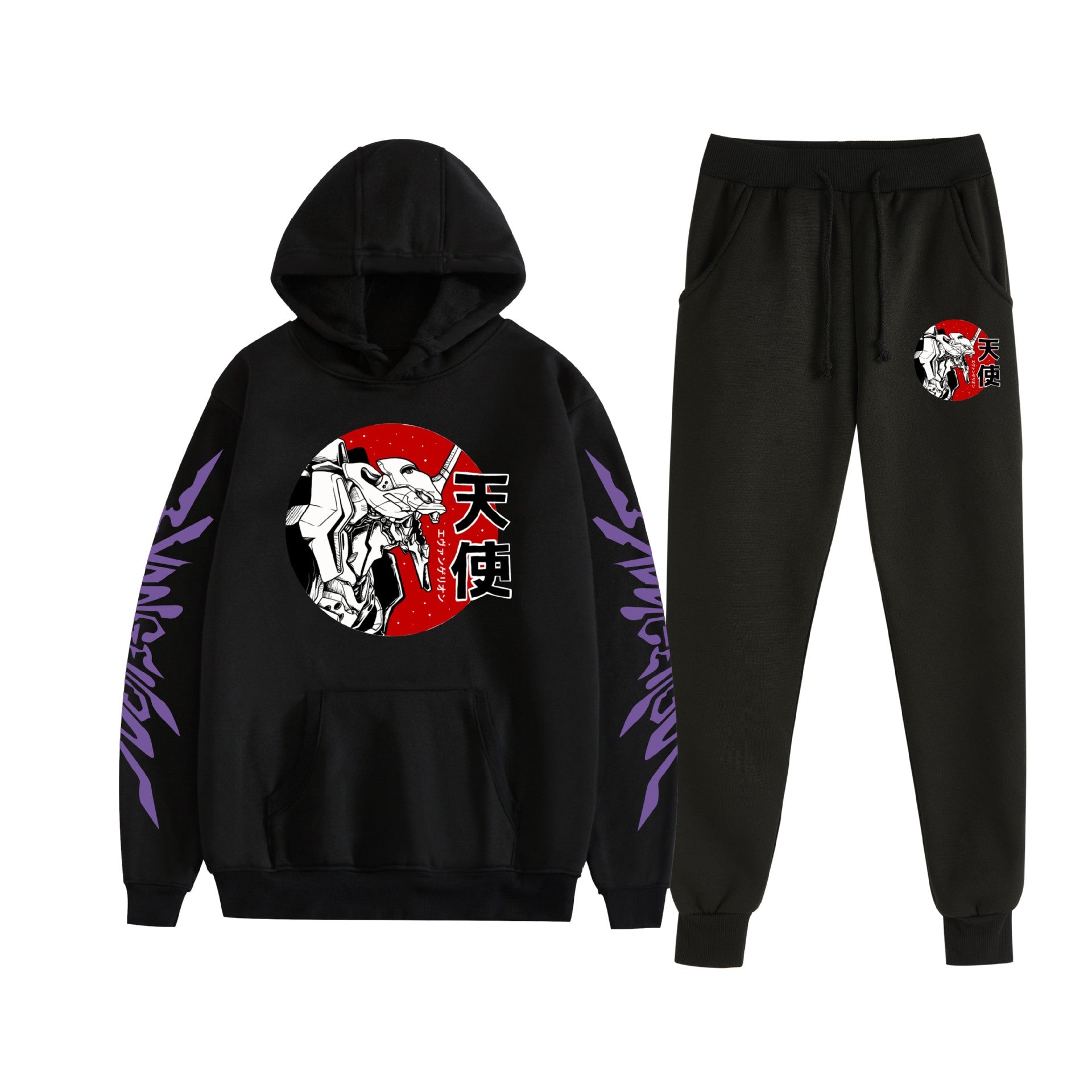 Unisex Eva Graphic Print Hoodie Pants Set