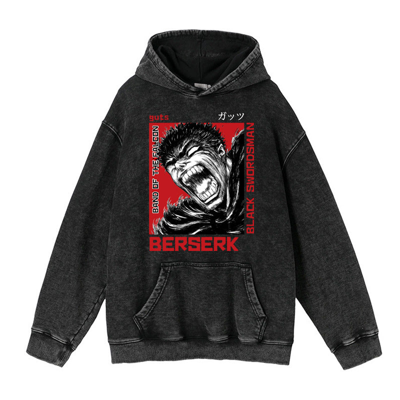 Vintage Trendy Anime Washed Men's Hoodie