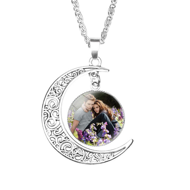 Twilight Gemstone Crescent Moon Necklace