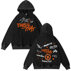SKZ This & That Tracklist Print Washed Hoodie Top