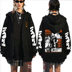 Unisex Anime Pattern Casual Zipper Hoodie