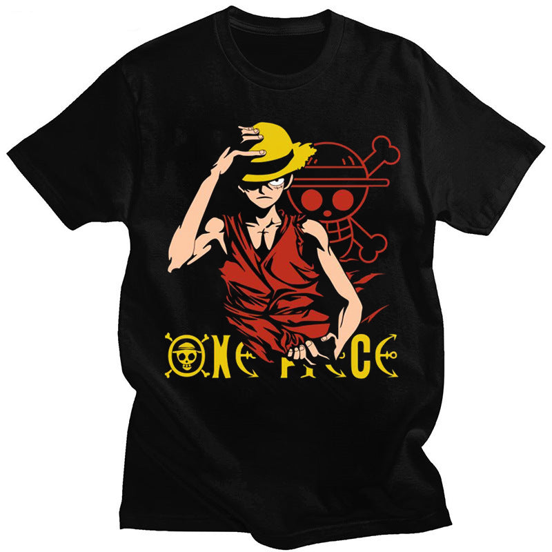 Unisex Luffy Printed Cotton Short Sleeve T-Shirt