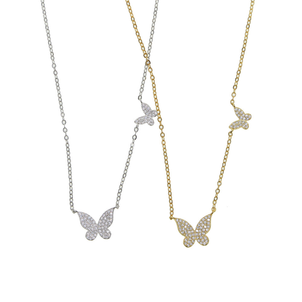 Butterfly Zircon Pendant Necklace
