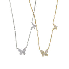 Butterfly Zircon Pendant Necklace