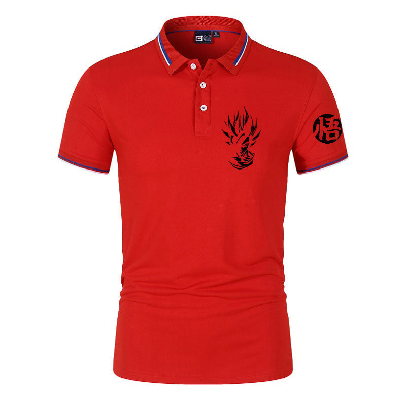 Men's Anime Print Sports Polo T-Shirt