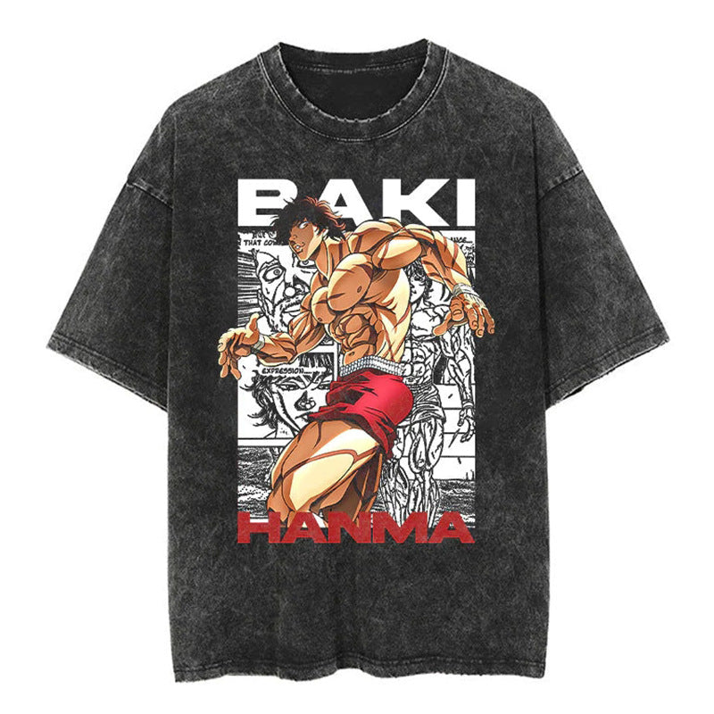 Vintage Anime Washed Loose Short Sleeve T-shirt