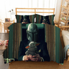 Yoda Digital Print Three-piece Bedding Quilt Cover