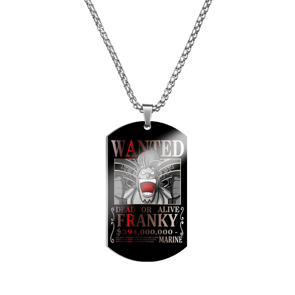 Luffy Wanted Stainless Steel Dog Tag Necklace