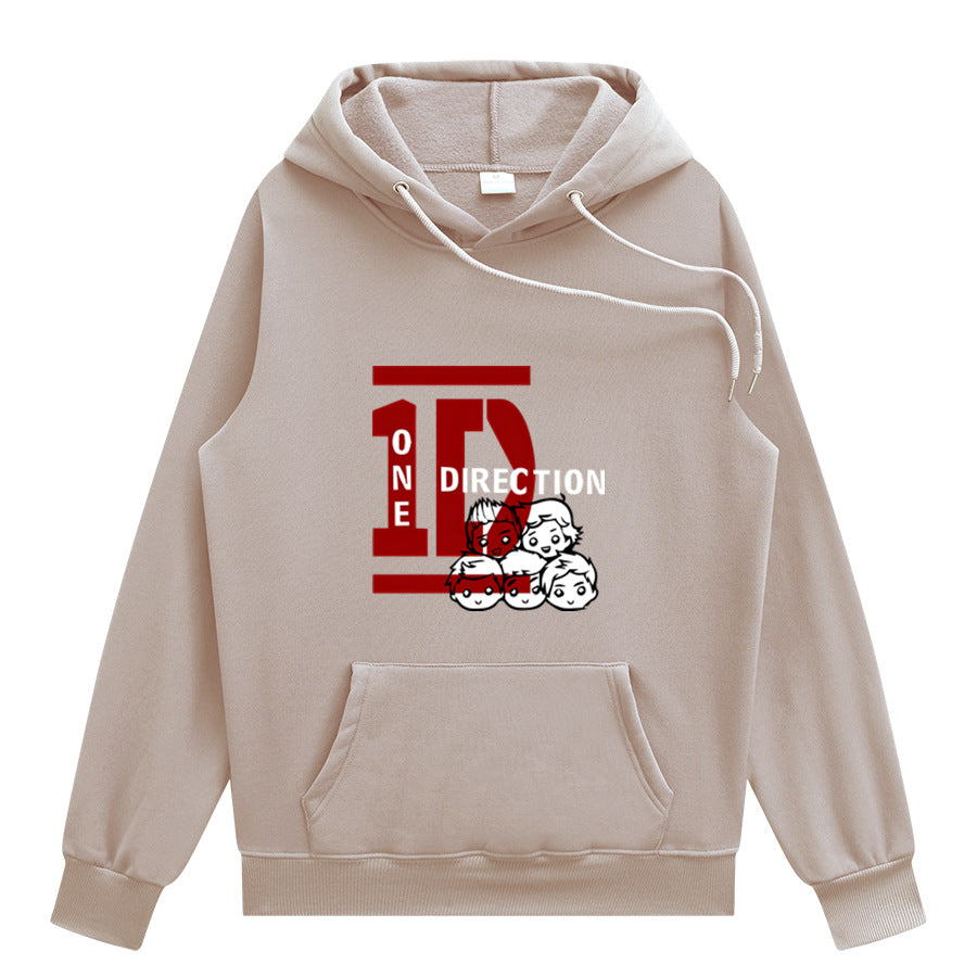 Casual 1D Graphic Printed Pullover Hoodie