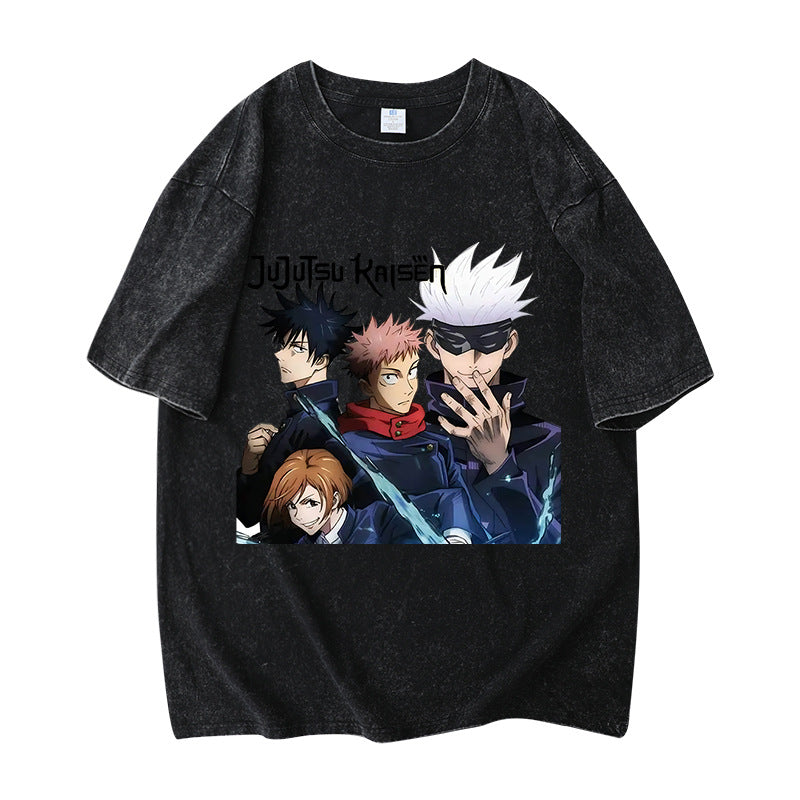 Vintage Washed Trendy Anime Short-sleeved T-shirt