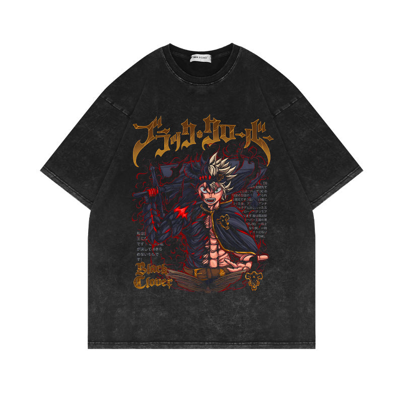 Retro Anime Short-sleeved Washed T-shirt
