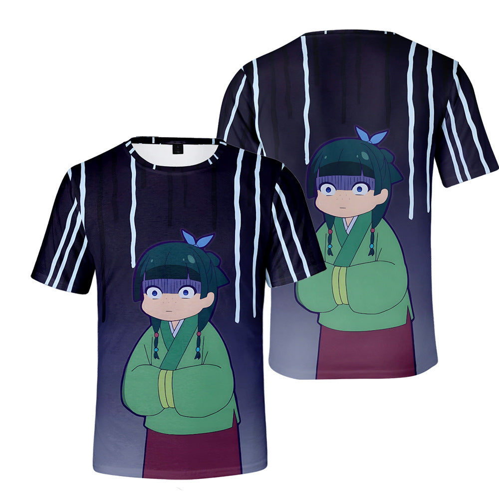 Girl's Anime Digital Print Short Sleeve T-Shirt