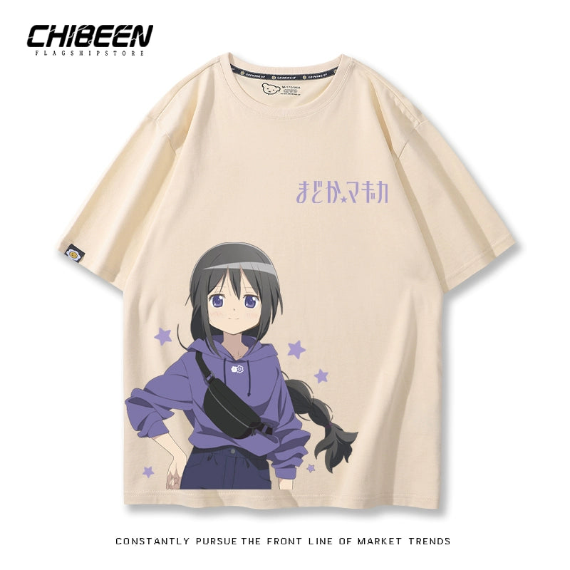 Versatile Anime Print Short-sleeved Top