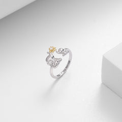 Cute Elephants Daisy Open Ring