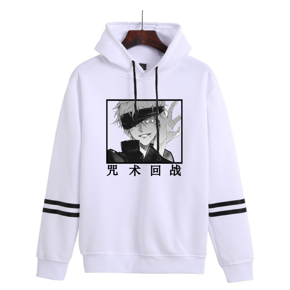 Unisex Anime Printed Casual Striped Hoodie