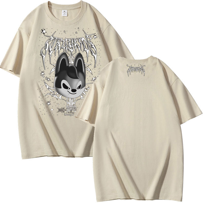 Evil Wolf Chan Print Summer Short Sleeve T-shirt