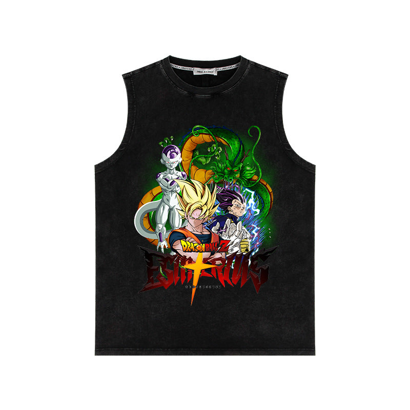 Retro Anime Washed Loose Sleeveless Vest