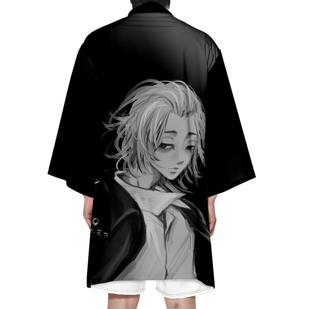 Trendy Men's Anime Revengers Cosplay Long Cape Kimono