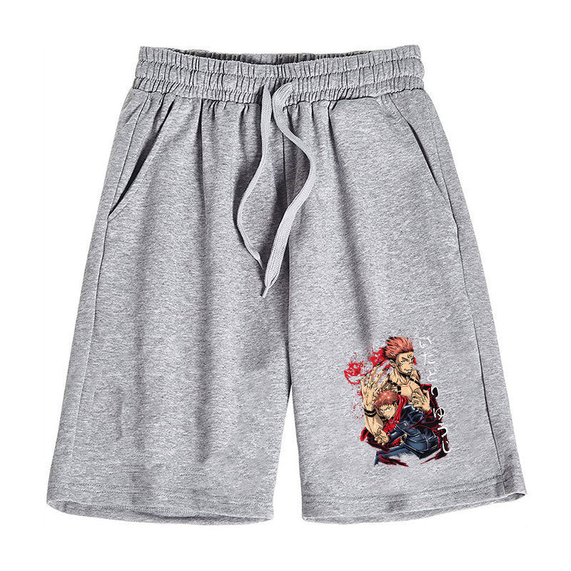 Men's Anime Print Casual Sports Loose Shorts