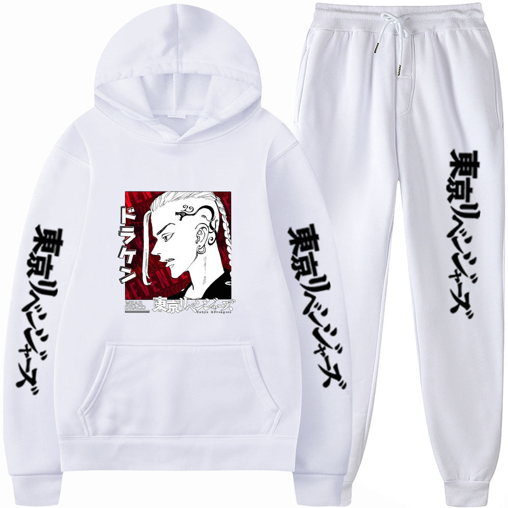 Unisex Anime Loose Casual Sports Hoodie Pants Suit