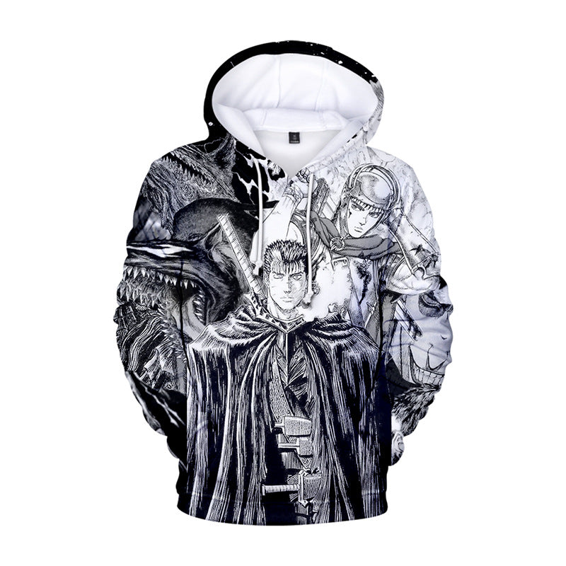 Unisex Anime Digital Printed Pullover Hoodie