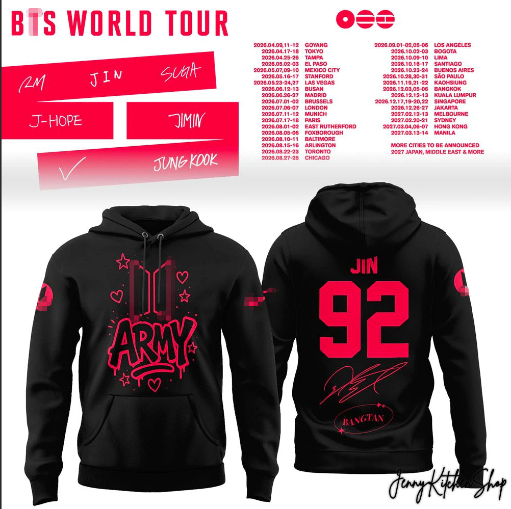 Jin J-hope 2026 World Tour Black Hoodie