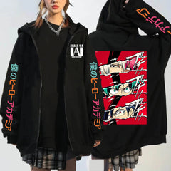 Unisex Anime Graphic Printed Zipper Casual Hoodie