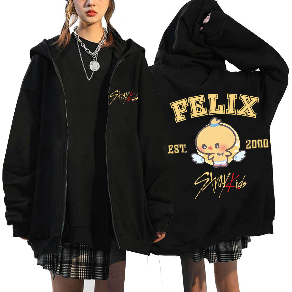 KPOP Dominate Cartoon Printed Zipper Hoodie