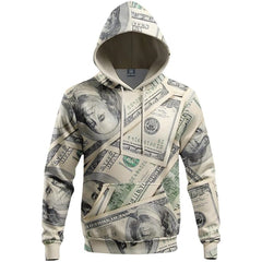 Unisex Money Digital Print Pullover Hoodie