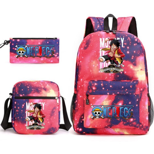 Trendy Anime Backpack Shoulder Pencil Bag Three-piece Set