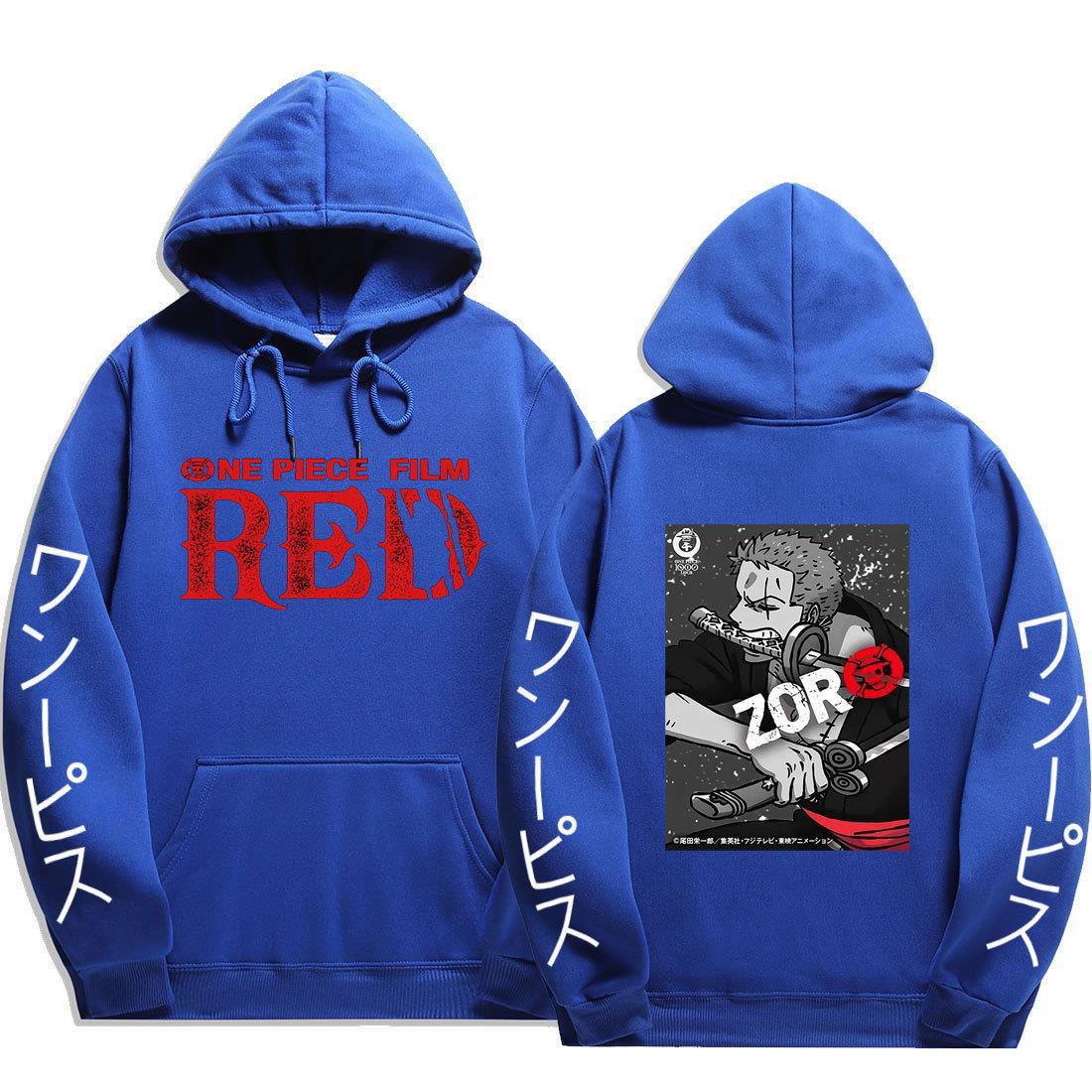 Cool Unisex RED Zoro Printed Casual Hoodie