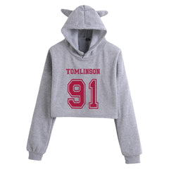 Women's 1D Letter Printed Crop Casual Hoodie