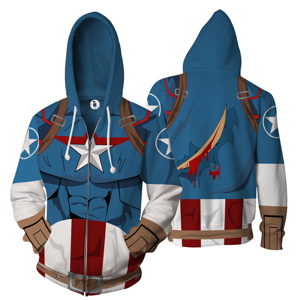 Cool Unisex Captain America Printed Cosplay Hoodie