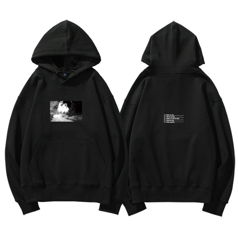 Unisex Kpop Layover Print Loose Hoodie