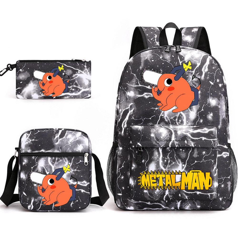 Pochita School Bag Three-piece Backpack