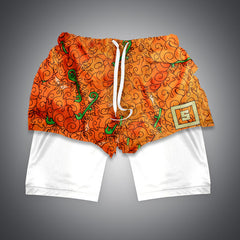 Trendy Men's Anime Digital Print Beach Shorts