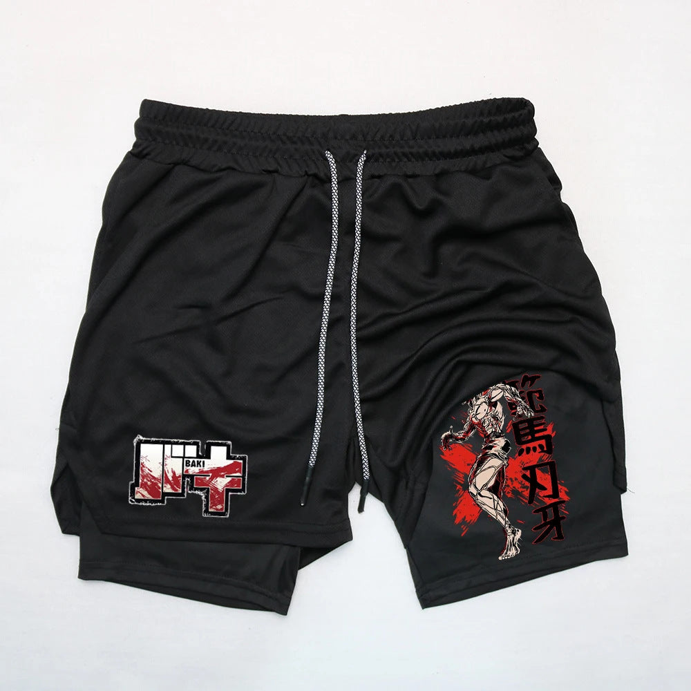 Baki Hanma Printed Double-layer Sports Shorts