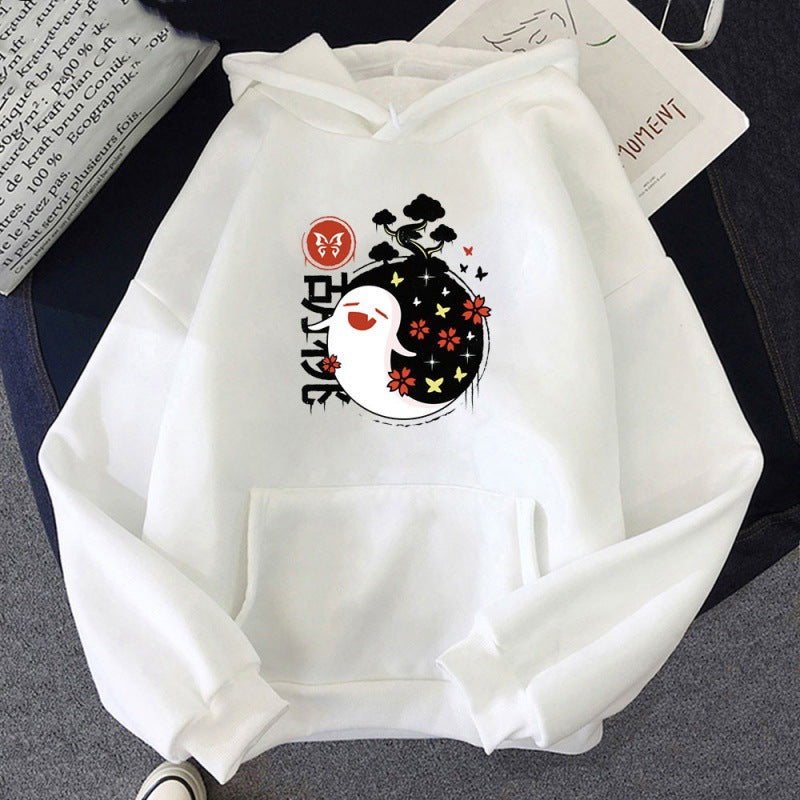 Cute Game Graphic Print Plush Hoodie