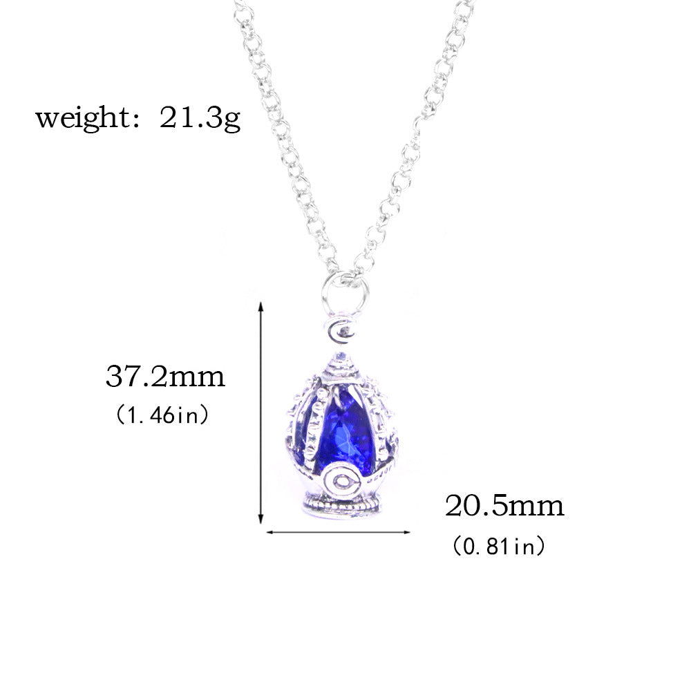 Anime Gem Pendant Necklace Ring Set