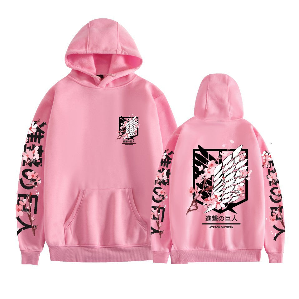 Unisex Anime Logo Printed Loose Hoodie